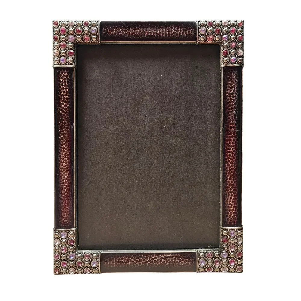 Vintage Pink Clear Swarovski Jeweled Photo Frame for 5